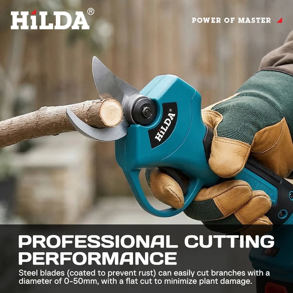 HILDA Cordless Electric Pruning Shears – Brushless Garden Branch Trimmer Compatible with Makita Battery