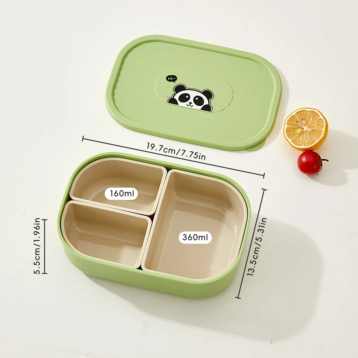 WORTHBUY 3 Grids Microwave Plastic Lunch Box Portable Detachable Fruit Bento Box Stackable Food Container For School Office