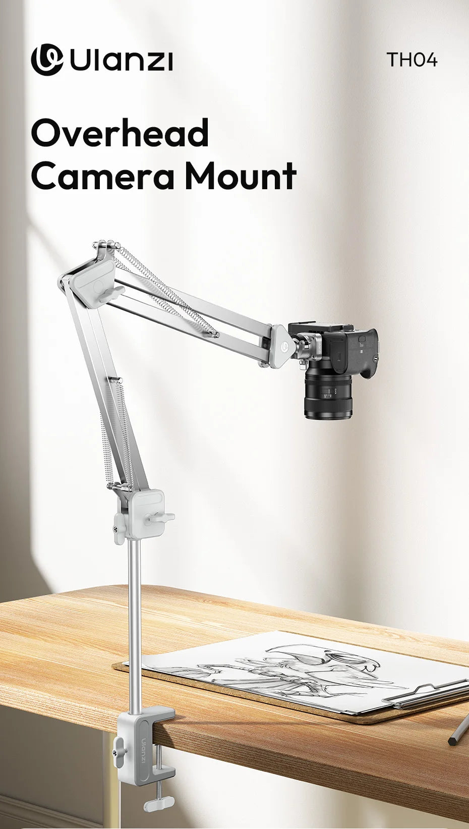 Original Ulanzi TH04 Dragon Camera Overhead Mount  Phone SLR Microphone Cantilever Bracket  Desktop Shooting Live Streaming