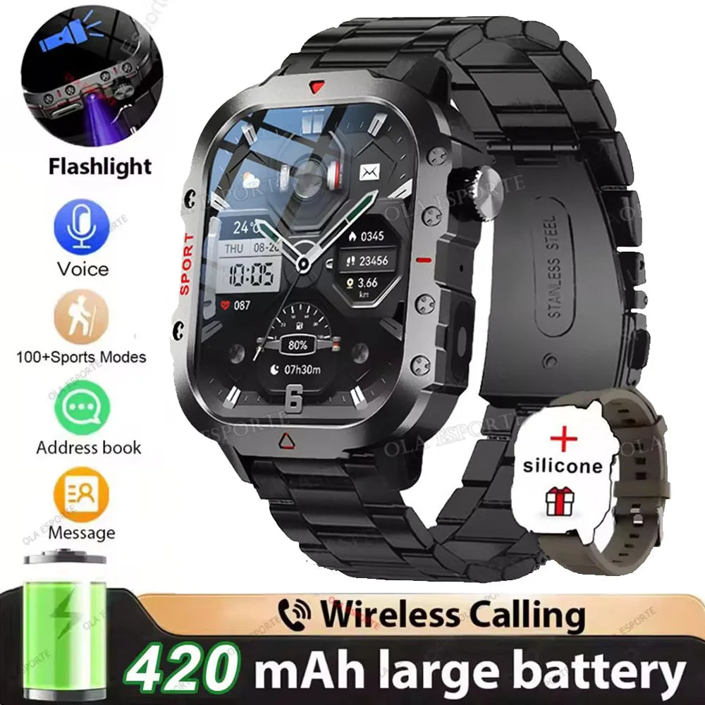 2026 Military Smart Watch – IP68 5ATM, 1.81" AMOLED, Bluetooth Call & Outdoor Fitness Tracker | Men