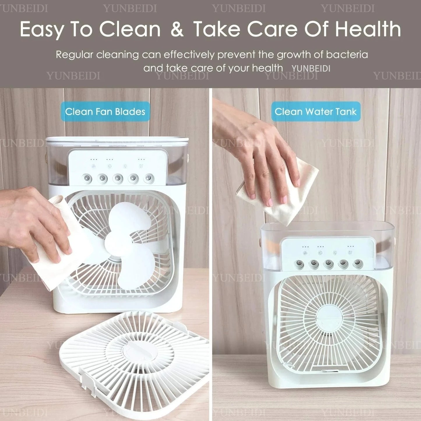 3-in-1 Portable Evaporative Air Cooler – Misting Fan, Humidifier & LED Light