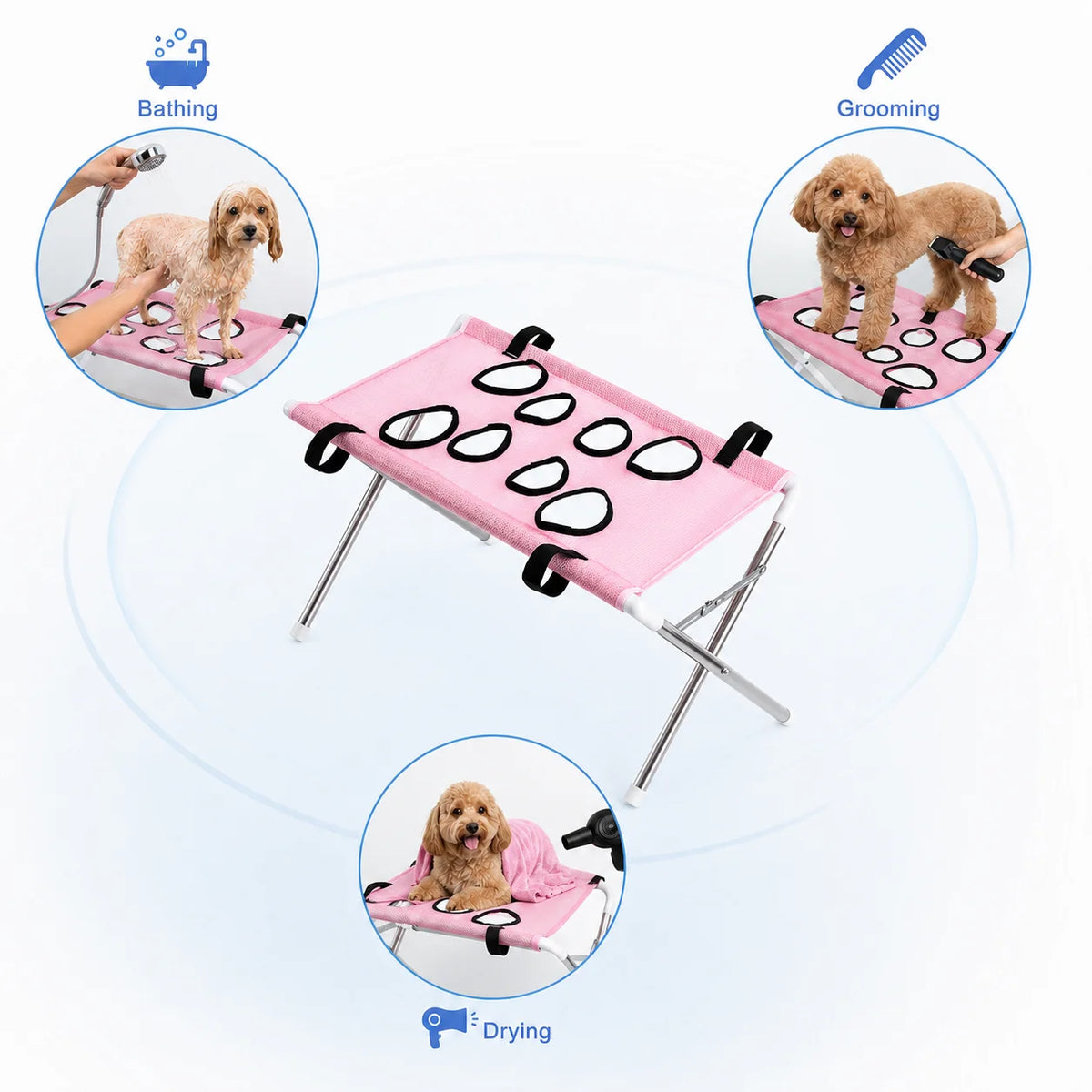 Foldable Pet Grooming Hammock Stand for Dogs and Cats