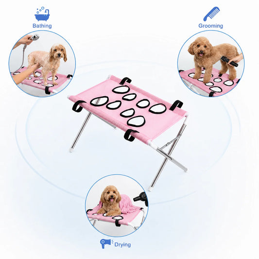Foldable Pet Grooming Hammock Stand for Dogs and Cats