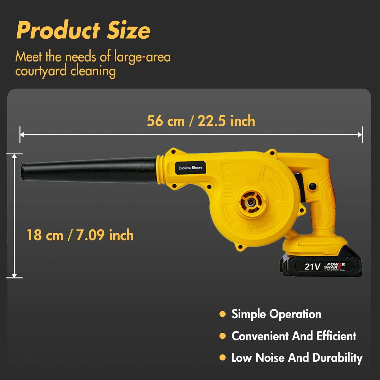 21V Cordless Leaf Blower — 2-in-1 Battery Blower for Lawn & Dust