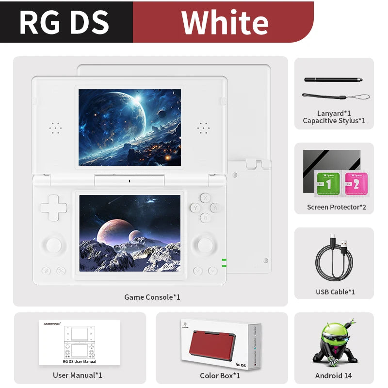 Anbernic RG DS Handheld Game Console 4" IPS Dual Screen Android 4000mAh Flip Video Games Player Supports RixelHK Wifi Streaming