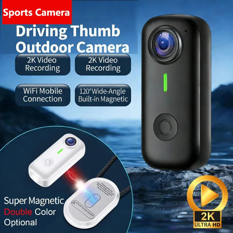 Mini Magnetic Thumb Action Cam — 120° Anti-Shake Bike Camera