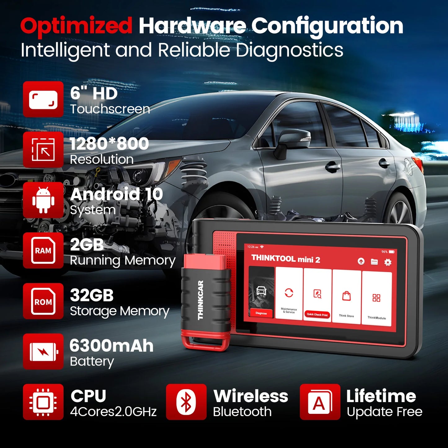 THINKCAR THINKTOOL MINI 2 CANFD Auto Car  Diagnostic Tools Obd2 Scanner Bi-directional Scan Tool 28 Resets Full System Diagnose