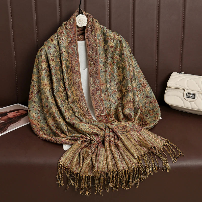 Women's Printed Pashmina Shawl, Soft Winter Scarf