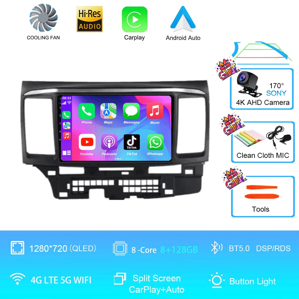 Android 16 For MITSUBISHI LANCER 9 10 X 2008 - 2016 Car Radio video Player 9Inch Stereo Audio GPS Player Carplay Auto Screen