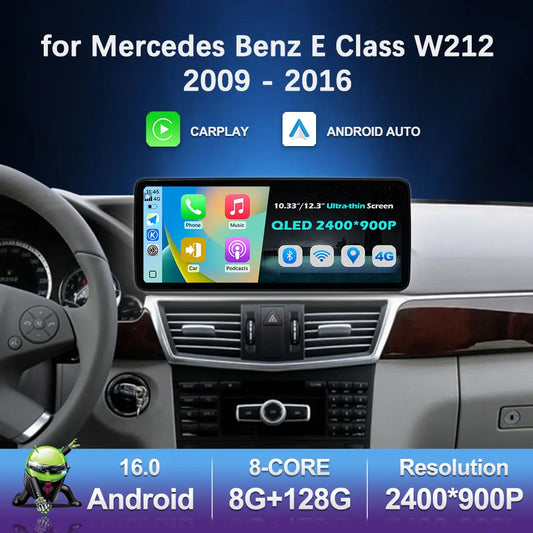 Android Car Stereo for Mercedes-Benz E-Class W212 (2009–2016) — CarPlay, QLED Screen, 4G, GPS