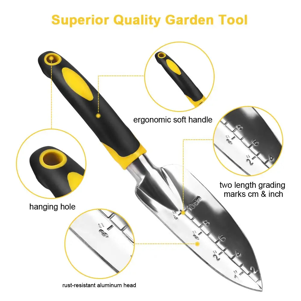 MMAlto 5-Piece Garden Tool Set – Hand Trowel, Cultivator, Weeder, Transplanter & Weeding Fork | Ergonomic Aluminum Handle