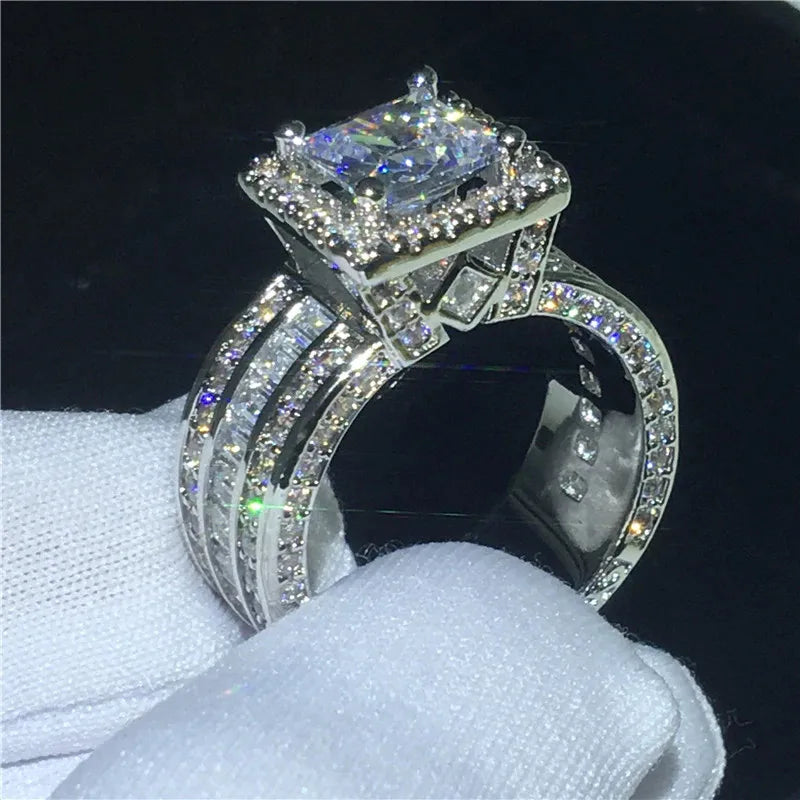 Halo Square-Cut Zircon Ring for Women - Engagement & Promise Ring
