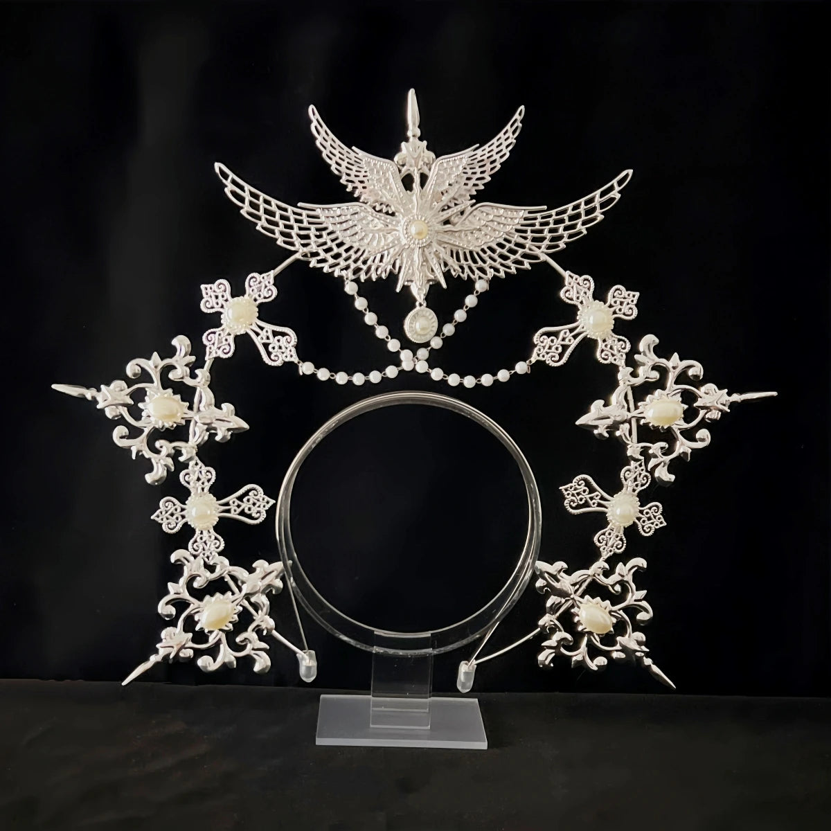Handmade Halo Crown Headpiece Lolita Goddess KC Gothic Halo Crystal Crown Headband Hair Accessories