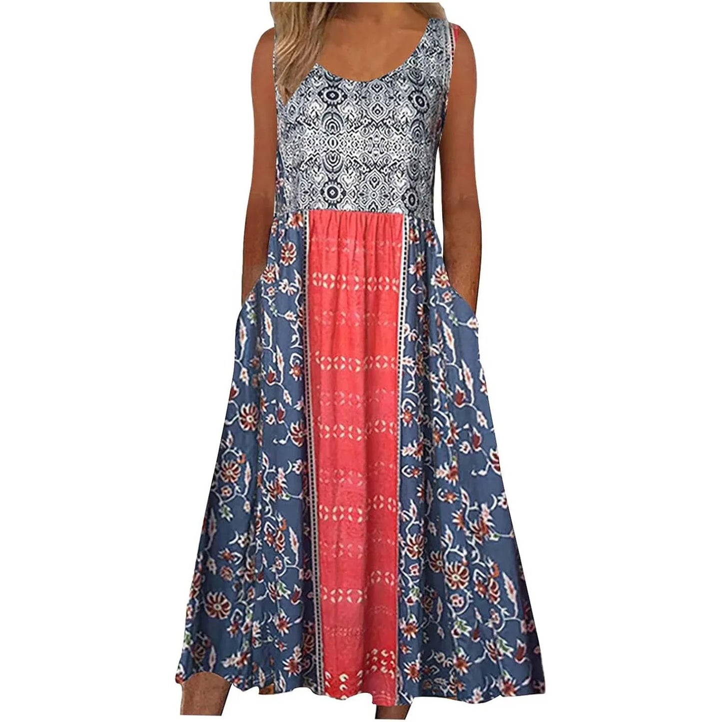 Women's European Print Sleeveless Pullover Casual Dress – Summer Floral Strap Dress 2026