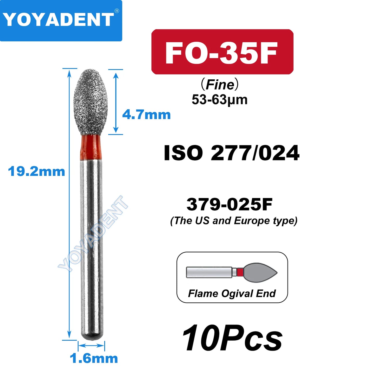FG Fine Dental Burs Diamond Burs High Speed Turbines Drills Dental Lab Polishing Tools TR/TC/TF/FO/BR/SR/Type 1.6mm 10pcs/Pack