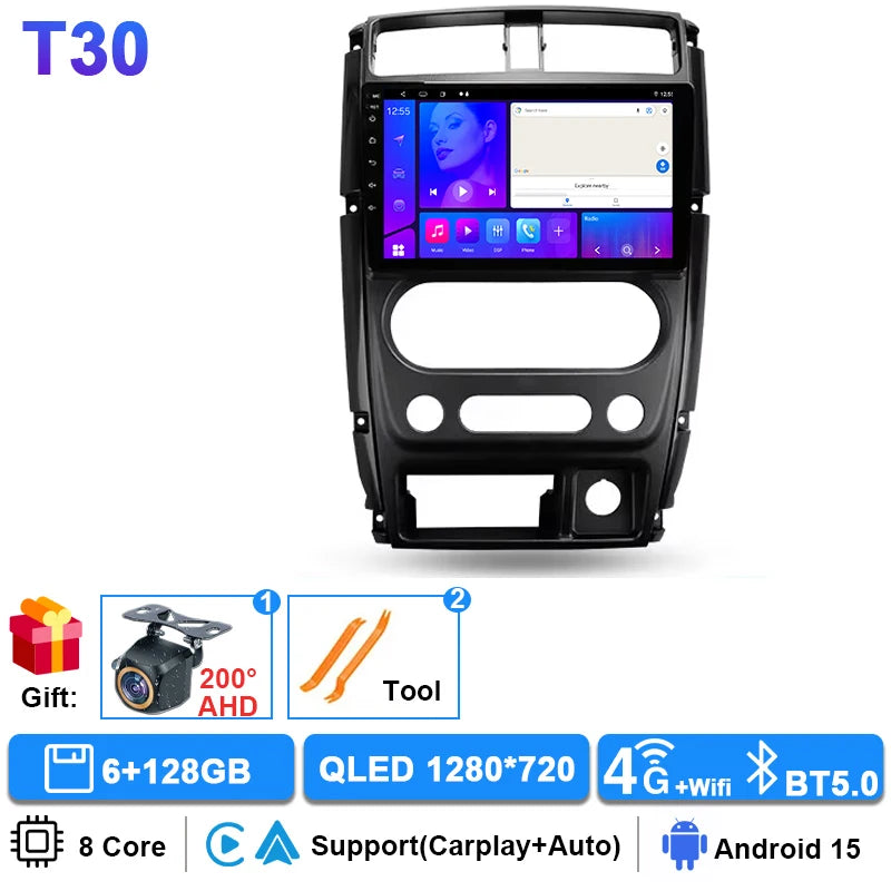 Android 15 Carplay Auto Car Radio For Suzuki Jimny 3 2005-2016 2017 2018 2019 Multimedia Player GPS Stereo DSP WiFi+4G Head Unit