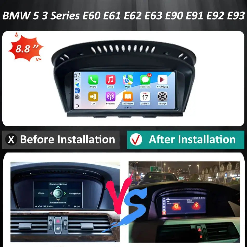 Car Stereo with Apple CarPlay & Android Auto, Compatible with BMW 3 & 5 Series E60 E90 (CCC/CIC)