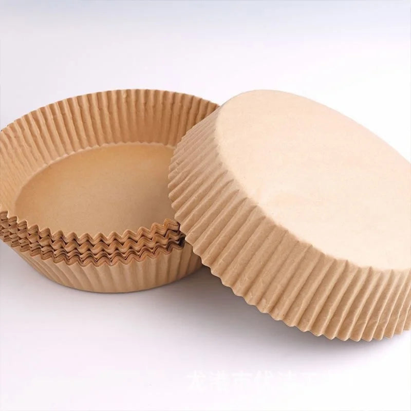 50pcs 8in Air Fryer Parchment Liners, Fit 5-8QT Fryer, Non-Stick Oil-Absorbing Paper for Fries/Meat