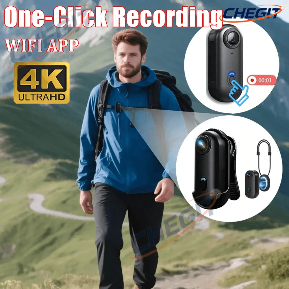 4K Wearable Collar Camera — Magnetic Mini WiFi Body Cam for Vlogs & Pets