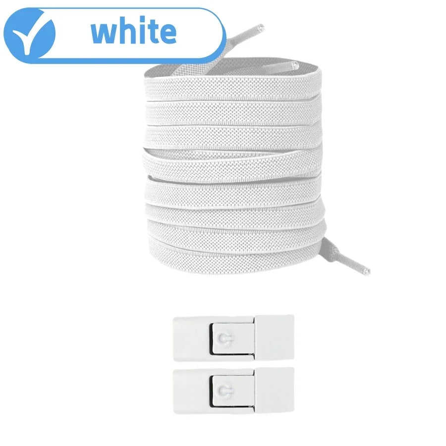 No-Tie Elastic Shoelaces with Press Lock – 8mm Flat Sneaker Laces for Kids & Adults | One Size Fits All Shoes