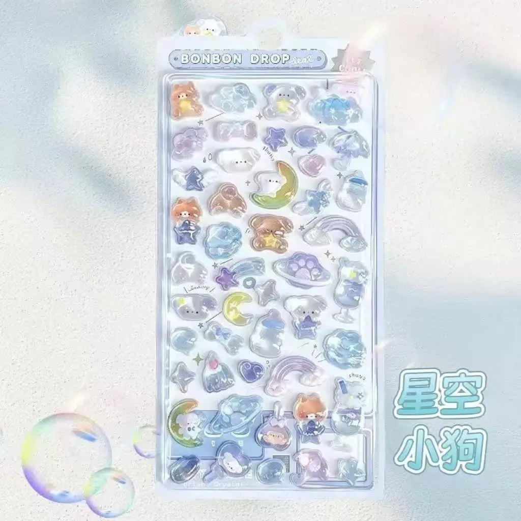 Cartoon ￥3D Relief Drop Stickers Cute Animals Candy Ghost Scrapbooking Diy Journal Stationery Sticker Deco School Office Supplie