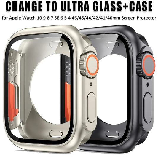 Screen Protector Cover for Apple Watch 46mm 45 44 40 41 42mm Hard PC Front Rear Bumper Case iwatch 10 987 SE 654 Change To Ultra