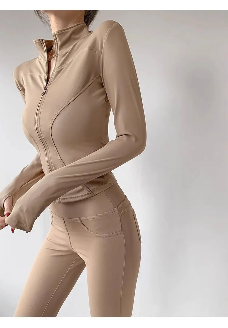 Women's Quick-Dry Yoga Jacket, Slim Zip-Up