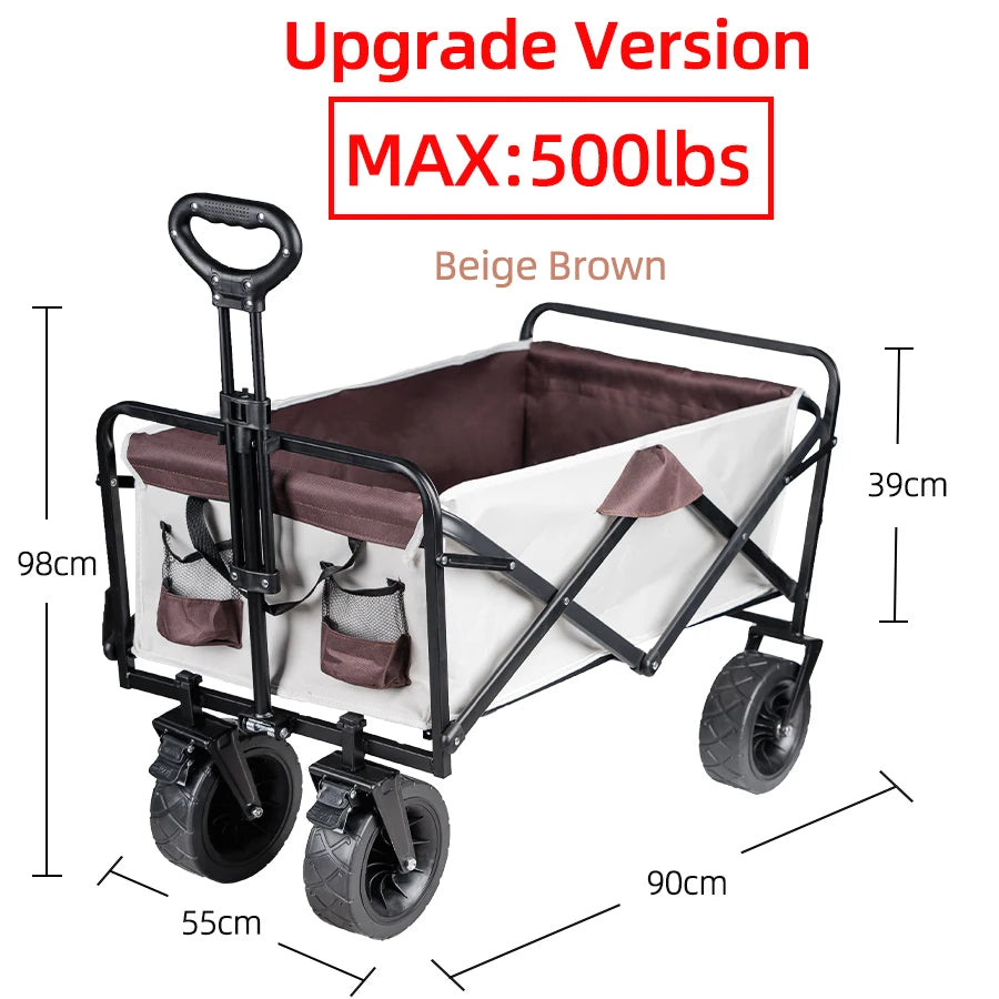 Heavy-Duty Folding Wagon Cart – Collapsible Utility Trolley for Garden, Beach & Camping