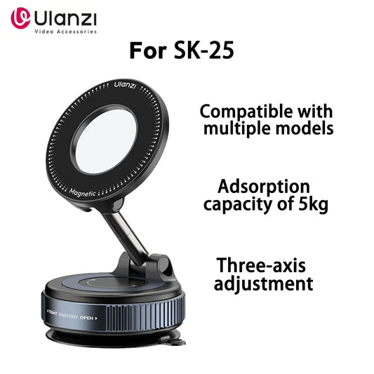 Original Ulanzi SK-25 Phone Holder Vacuum Suction Cup MagSafe Magnetic Attraction Vehicle Mounted Phone Stand Magnetic Ring