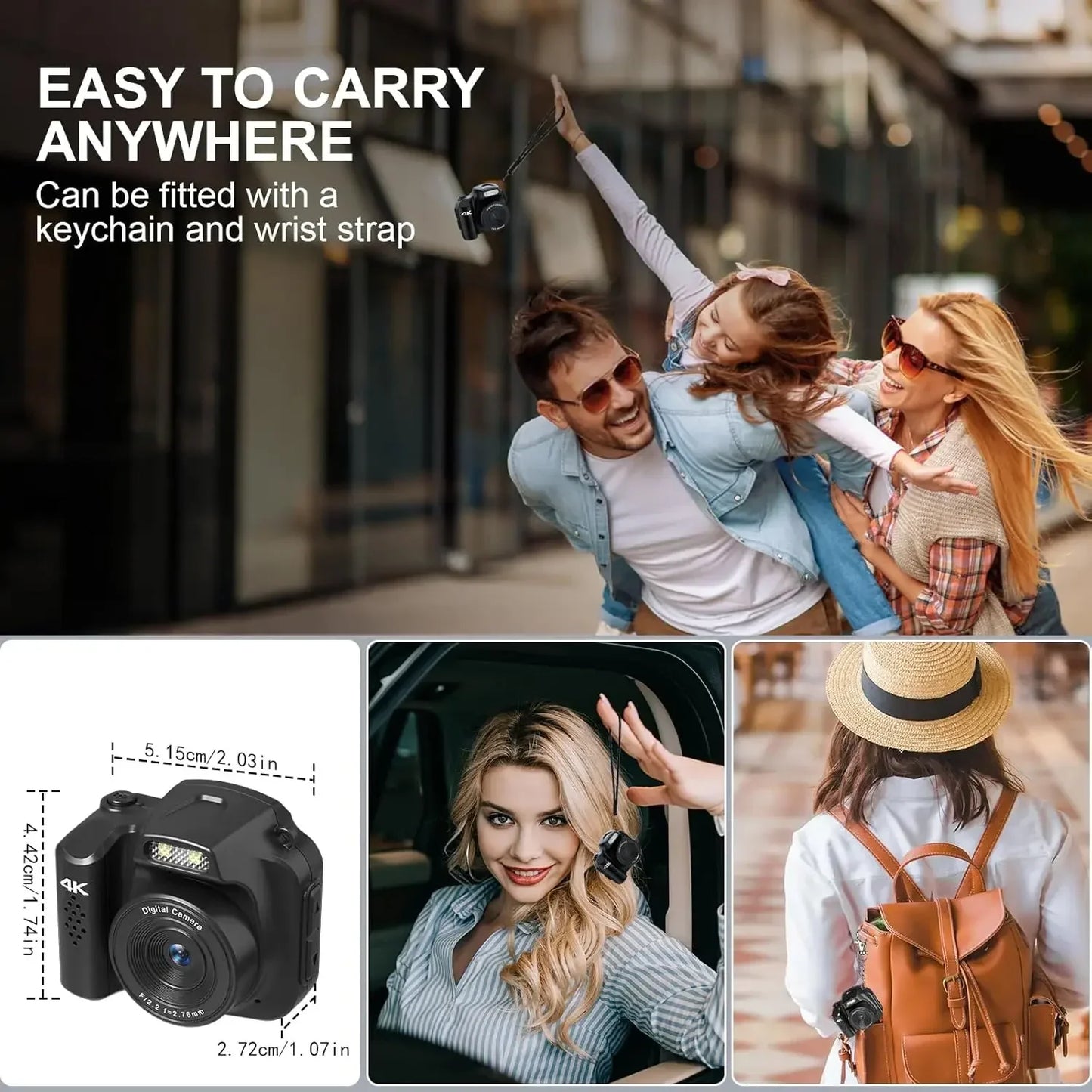 4K Retro Keychain Camera — 64MP Mini Digital Camera with Screen