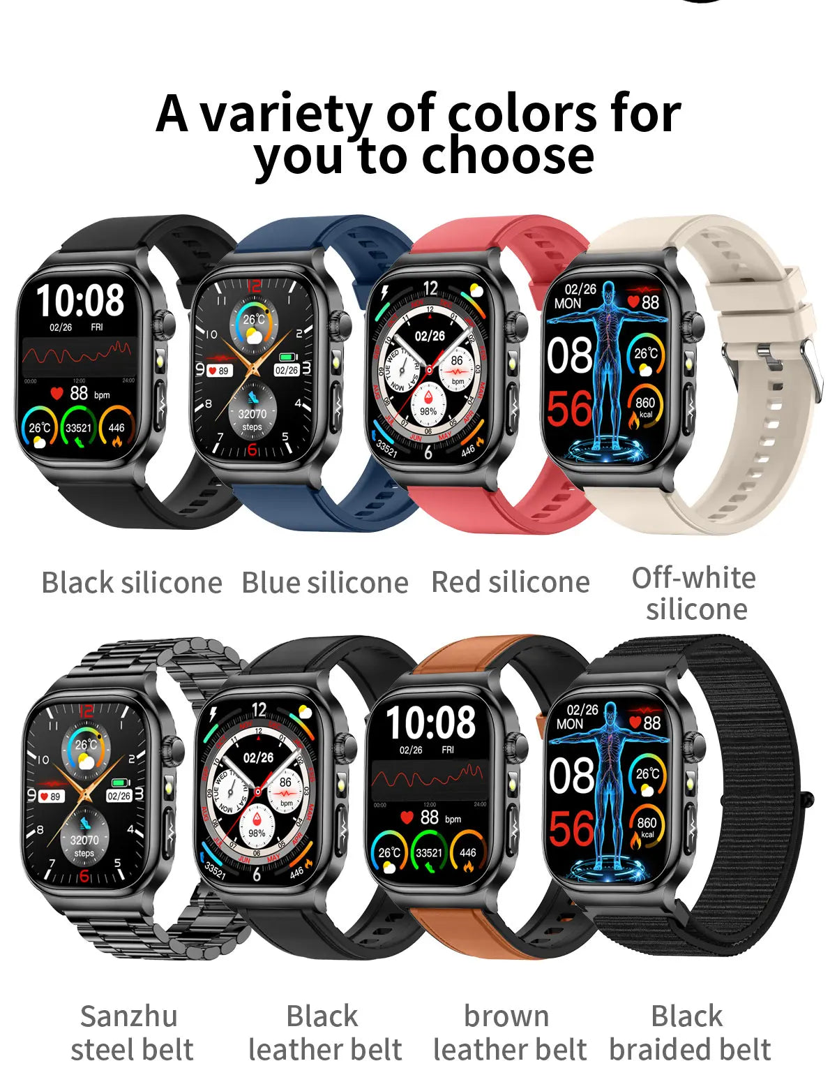 2026 Five-Organ Health Smart Watch – Body Fat, Uric Acid, ECG, Blood Pressure & Bluetooth Call | Men & Women
