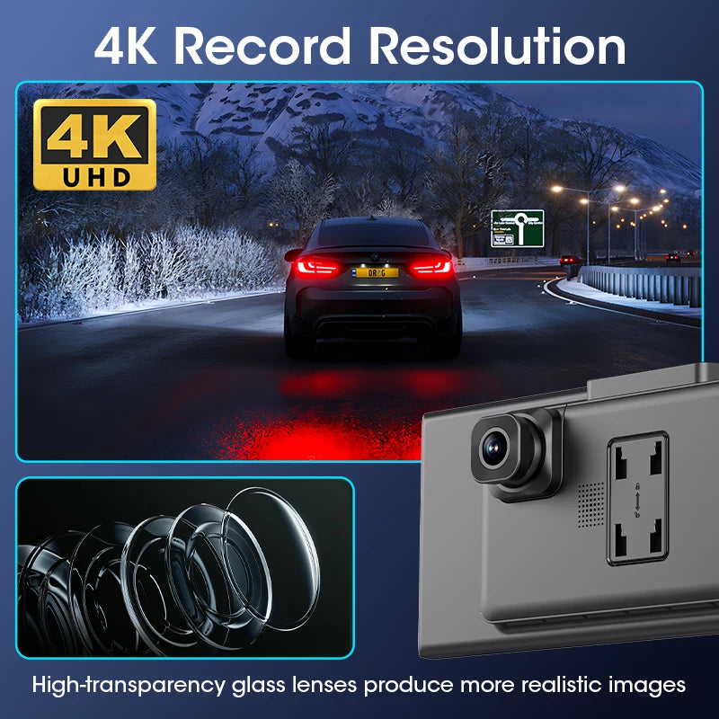 Develuck 11.26" 4K Portable Dash Cam & CarPlay Screen — Wireless Android Auto, 5G WiFi, GPS Navigation