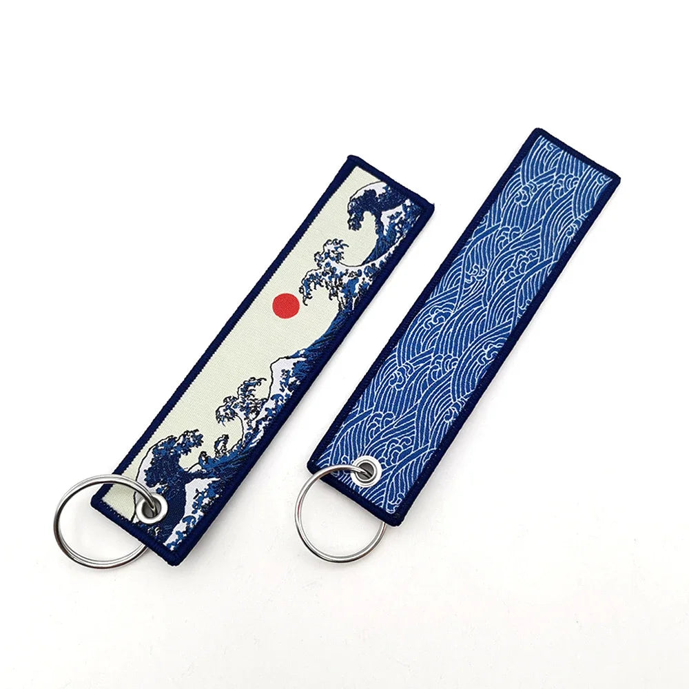 Hokkaido Waves Series Keychain Nylon Thermal Transfer Key Ring Strap Lanyard Jdm Modified for Honda Toyota Moto Auto Accessories