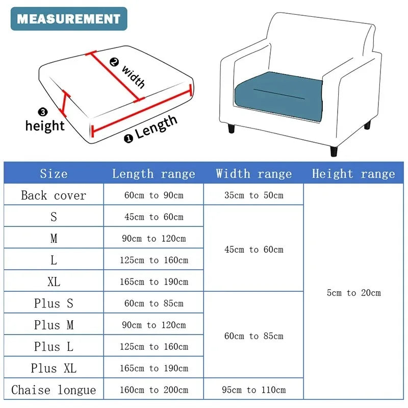 Waterproof Plain Sofa Cushion Cover Jacquard Elastic Sofa Slipcovers for Living Room Chaise Lounge L-shaped Sofa Seat Cover