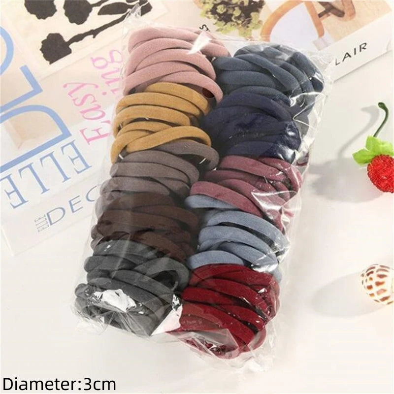 50pcs Black Elastic Hair Band Leagues Ties Colets Scrunchies Springs Gum Accessory For Girl Women No Damage Pigtails Holder Set