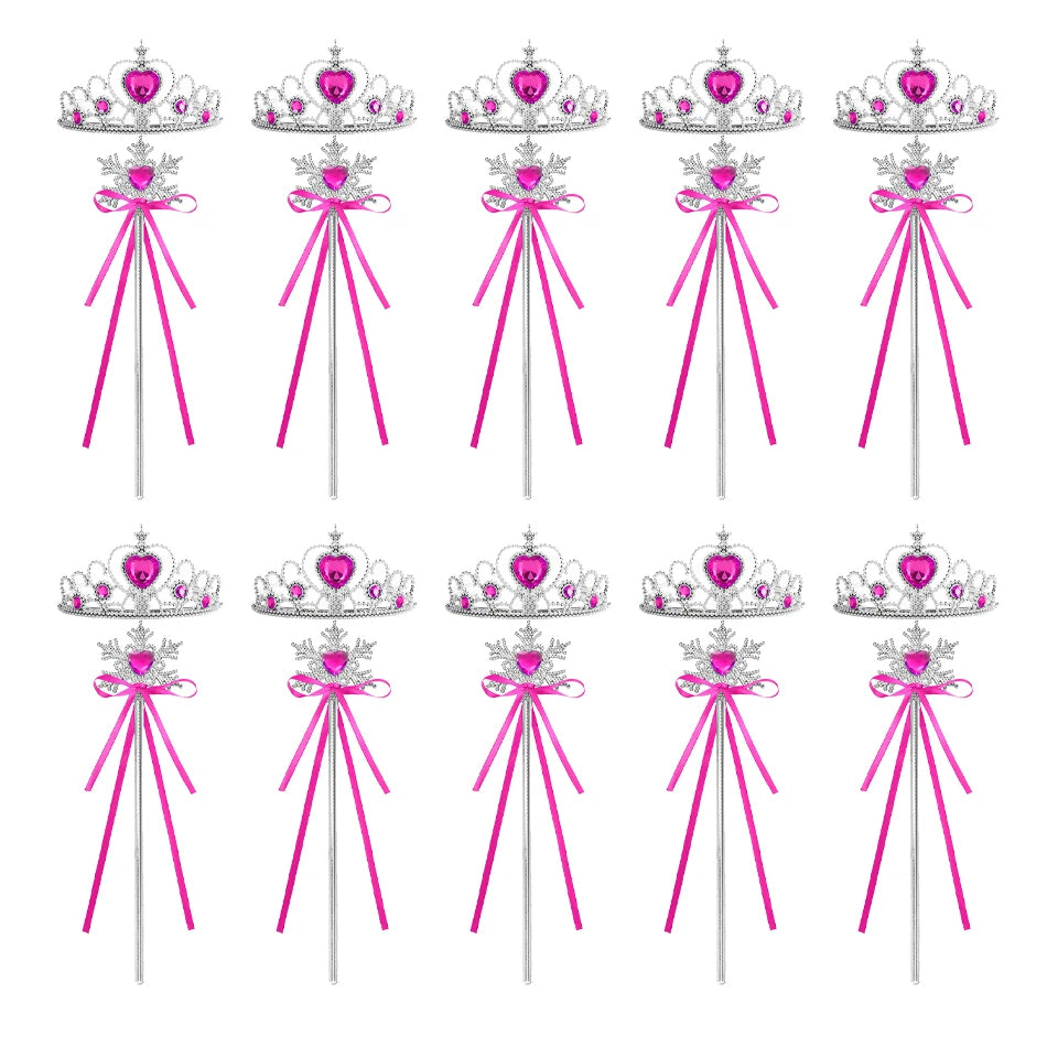 Wholesale 20pcs/lot Kids Crown Tiara Princess Magic Wand Wand Snowflake Fairy Stick Princess Show Dress Up Costume Accessories