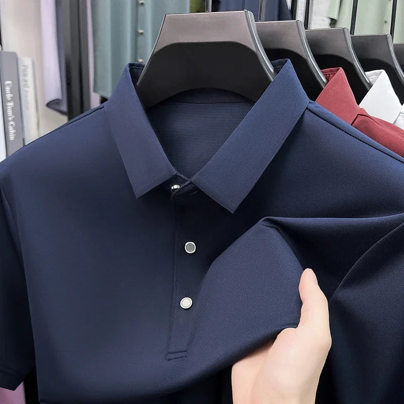 Men's Turn-Down Collar Polo - Quick-Dry Moisture-Wicking, Business