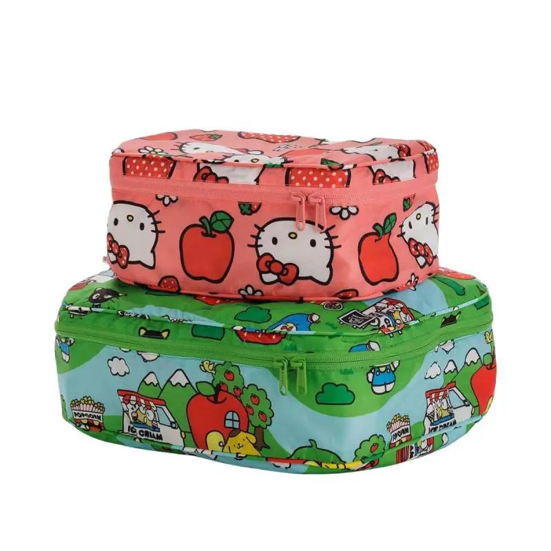 2pcs S＆M Japanese Kt Cat Cartoon Full Page Print, Lightweight Travel Bag, Outdoor Travel Clothing Storage Bag, Two-Piece Set