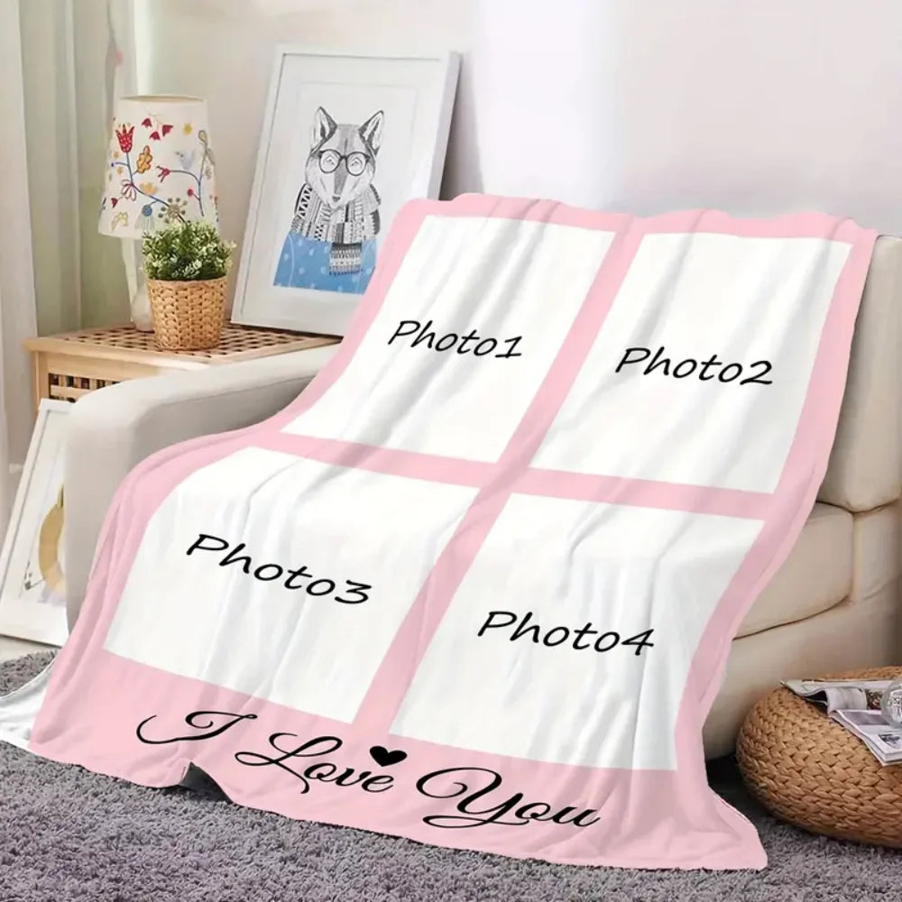 Custom Photo Flannel Blanket, Personalized Image Print