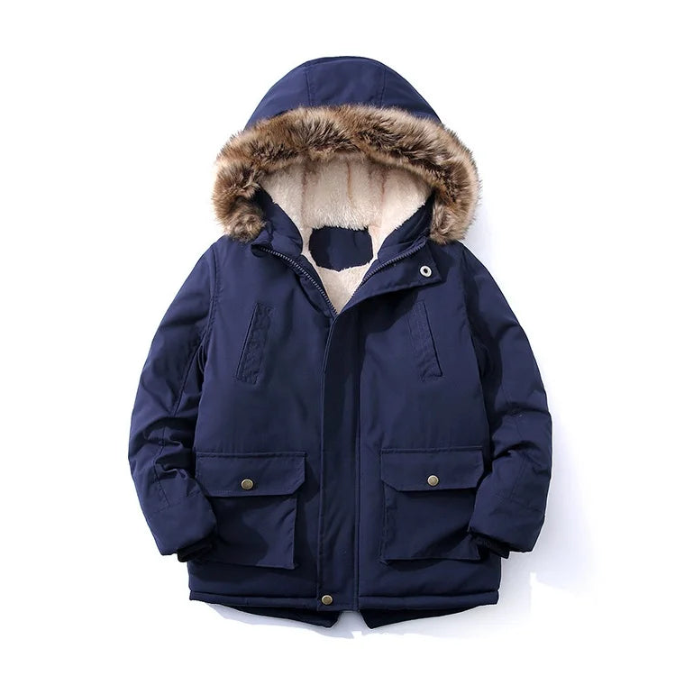 Kids Hooded Puffer Coat with Fur Collar - Mid-Length Winter Jacket - photo 8