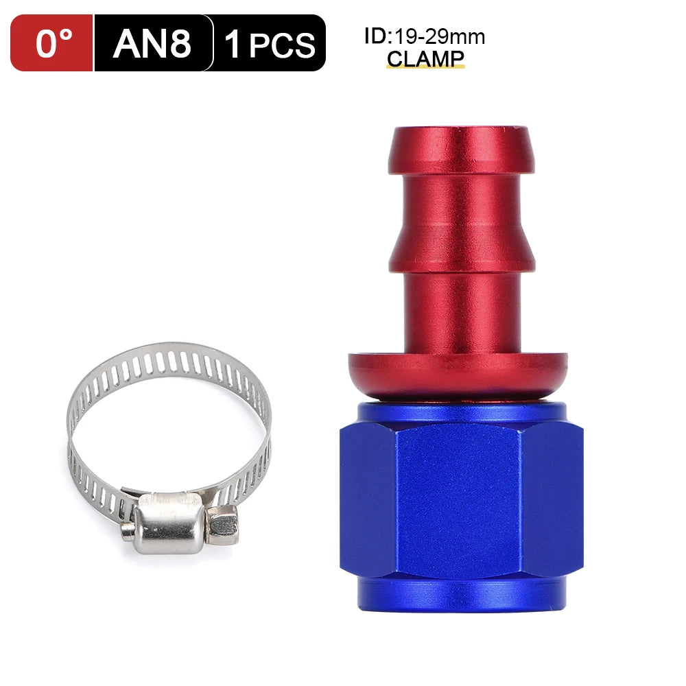 Universal AN6 AN8 AN10 Push-on Hose End Fittings Fuel Oil Cooler Hose Fitting 0 45 90 180 Degree Reusable Connection Adapter