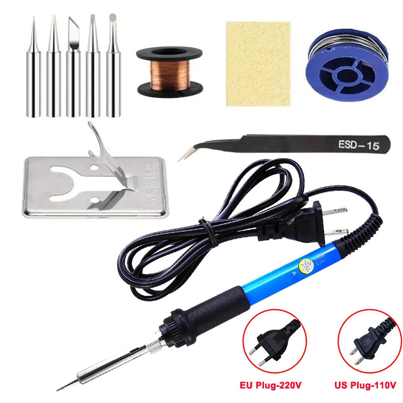 Multi-Kit Option Adjustable Temperature Electric Soldering Iron 60W Electric Soldering Iron Set Welding Solder Repair Tool