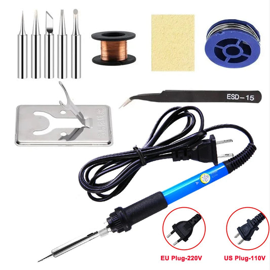 Multi-Kit Option Adjustable Temperature Electric Soldering Iron 60W Electric Soldering Iron Set Welding Solder Repair Tool