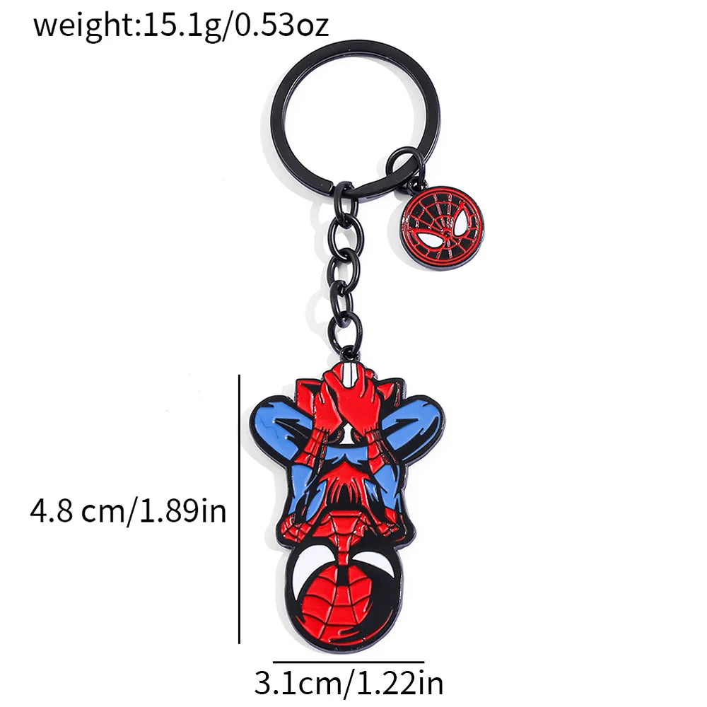 Red Spider Hero Keychain Cute Cartoon Character Enamel Heart Keyring Bag Charm for Movie Fans Gift Accessory