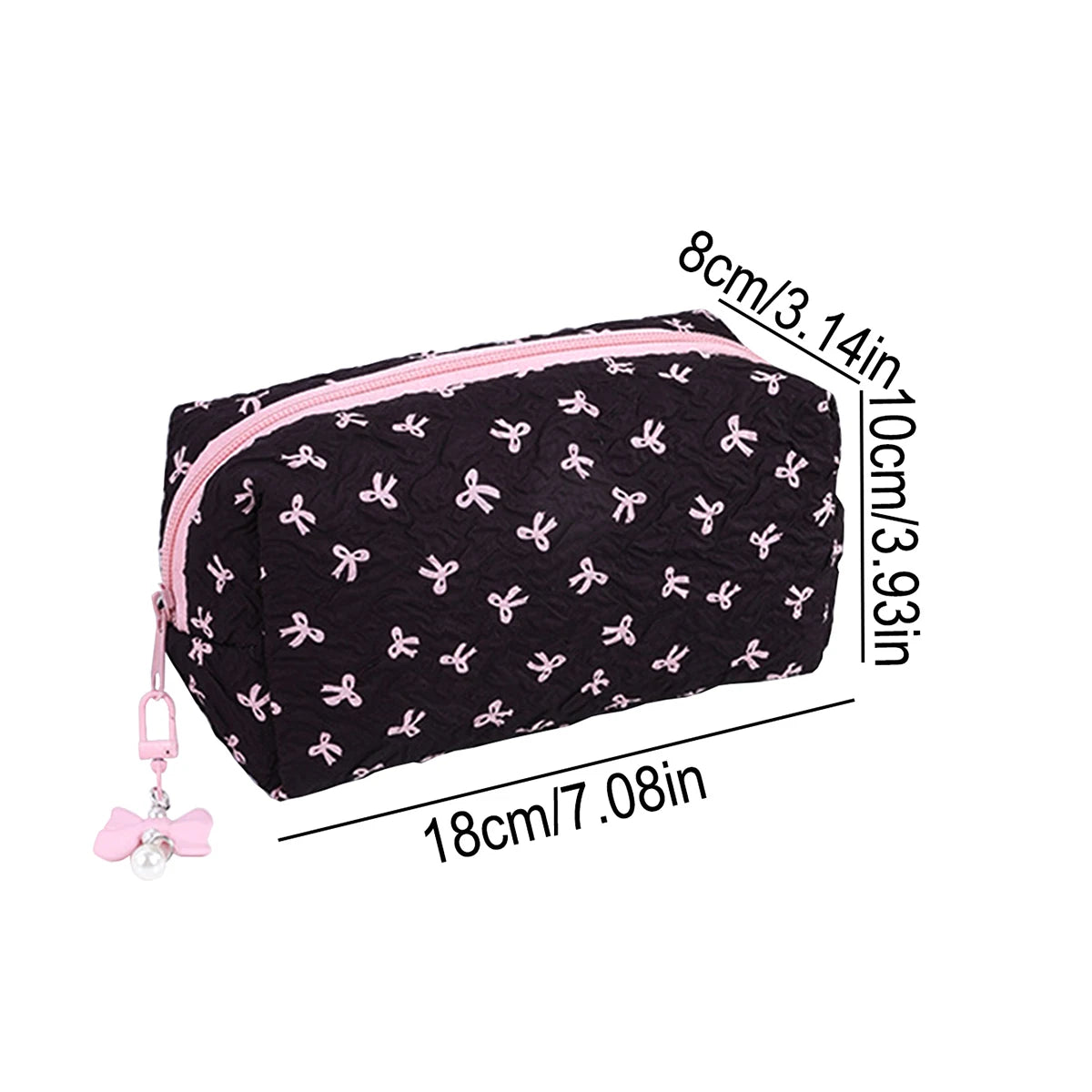 1pc Bow Tie Pattern Pencil Case, Creative Butterfly Tie Zipper Pearl Pendant, Fashion School Supplies - Back to School Essential