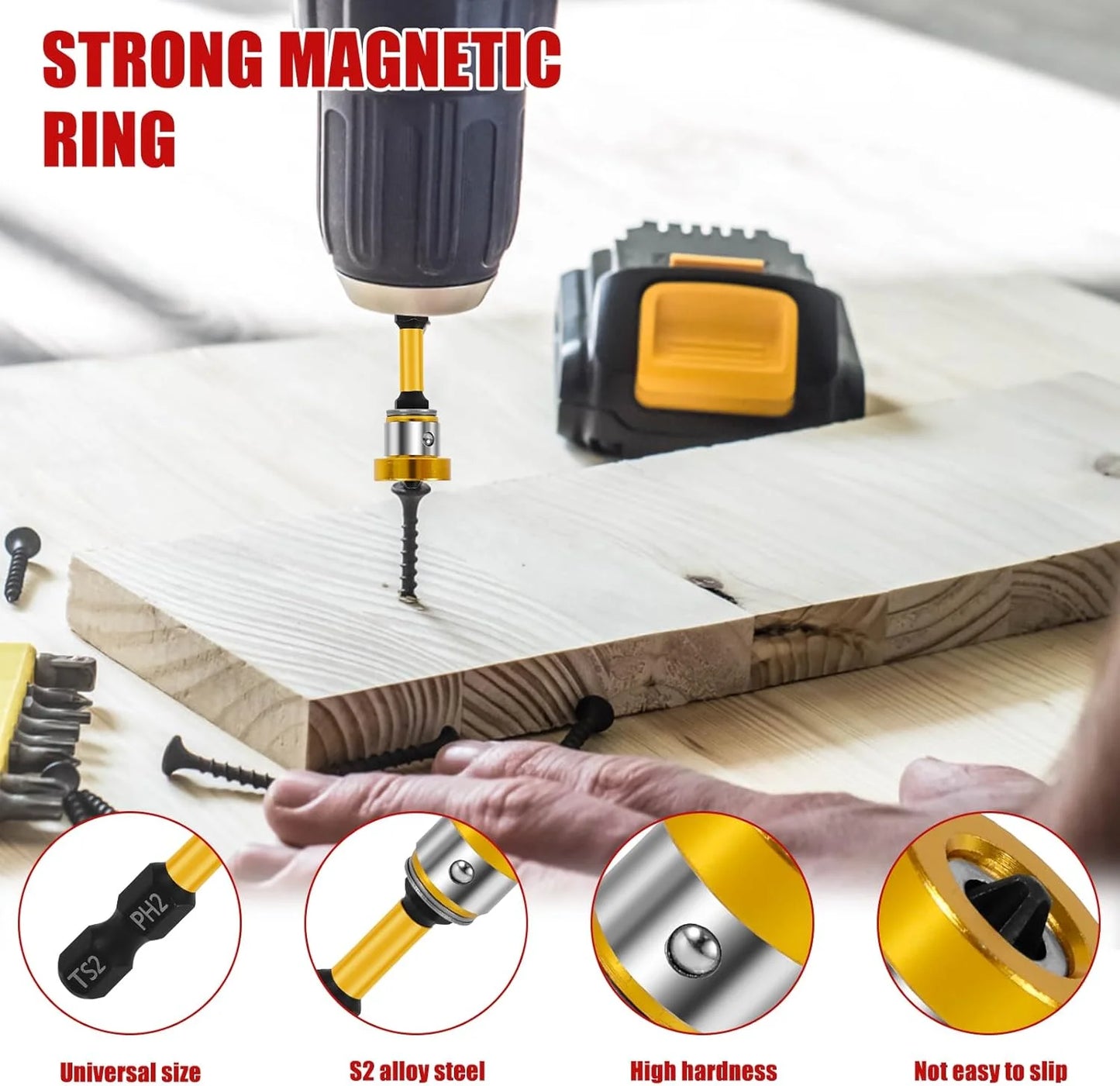 Positioning Screwdriver Bits Steel Magnetic Batch Head For Plasterboard Drywall Locating Batch Head Screws Setter Drilling Tool