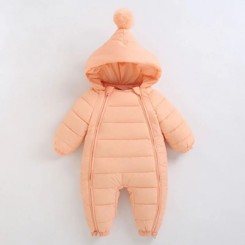 Baby Hooded Puffer Jumpsuit - Thick Plush Winter Romper for Outings - photo 8