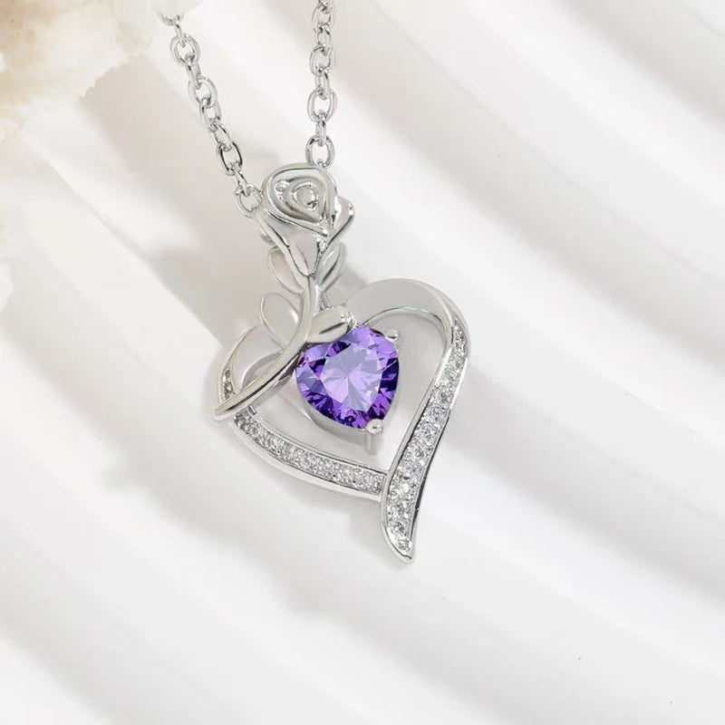 Heart Pendant Necklace for Women – Rhinestone Hollow Design, Mood Tracker, Mother's Day & Best Friend Gift