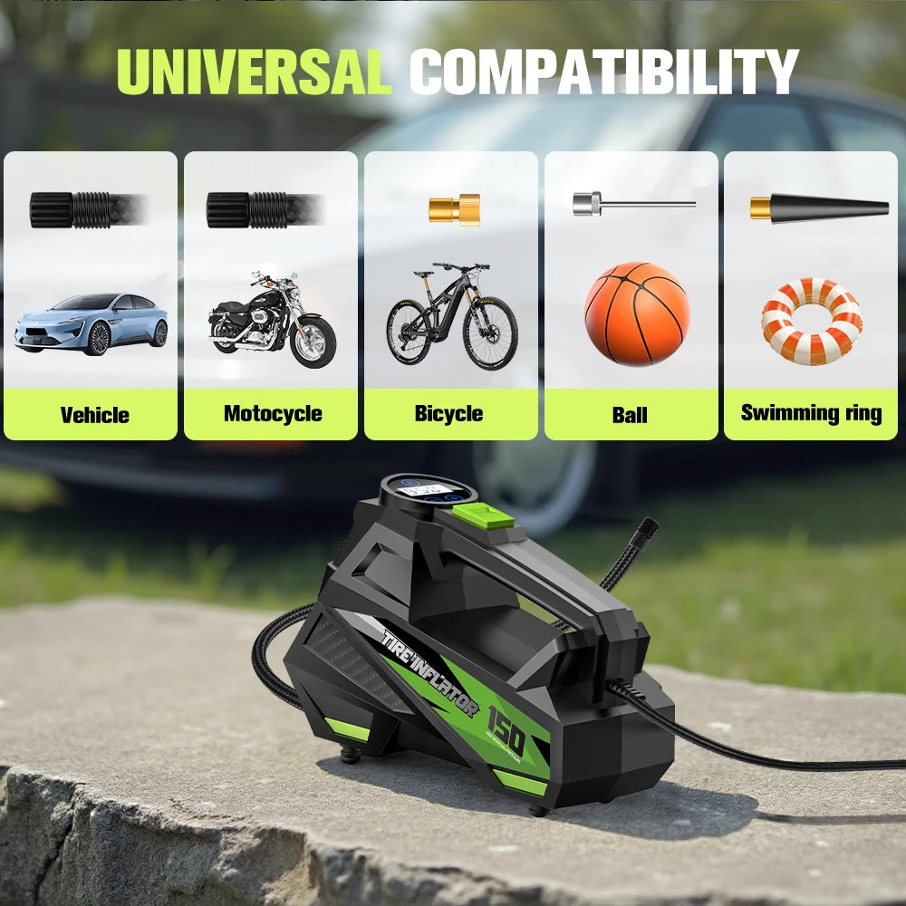 CARSUN Portable Wired Car Tire Air Pump – Mini Compressor with Extended Power Cord, for Cars, Motorcycles & Bicycles ,tool