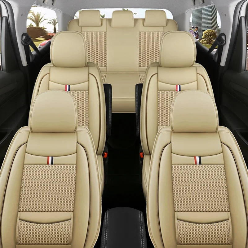 7-Seater Ice Silk & PU Leather Car Seat Cover Set for MPV